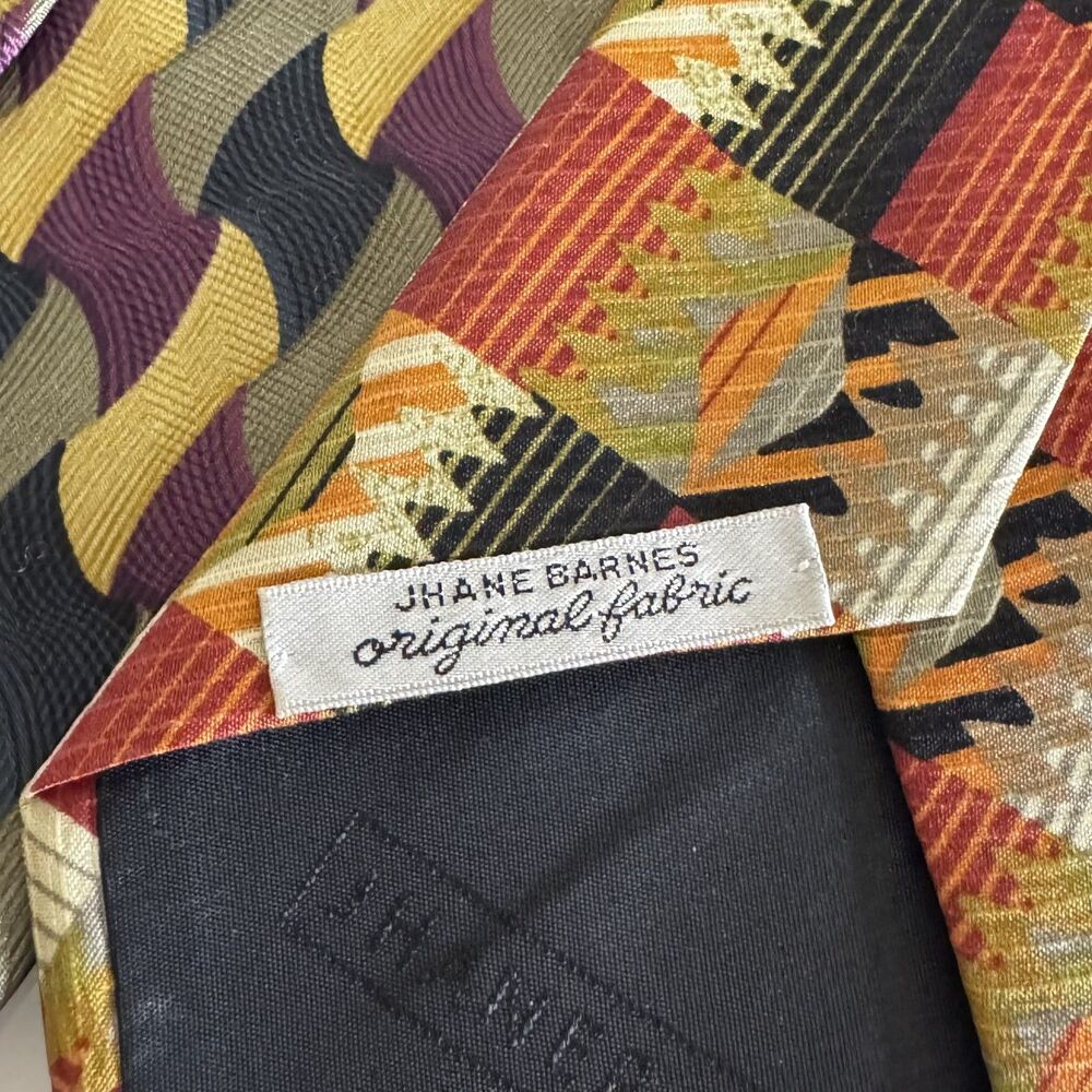 Vintage Jhane Barnes Tie Lot Mens Silk Geometric Wave Abstract mens 90s formal - Picture 6 of 10